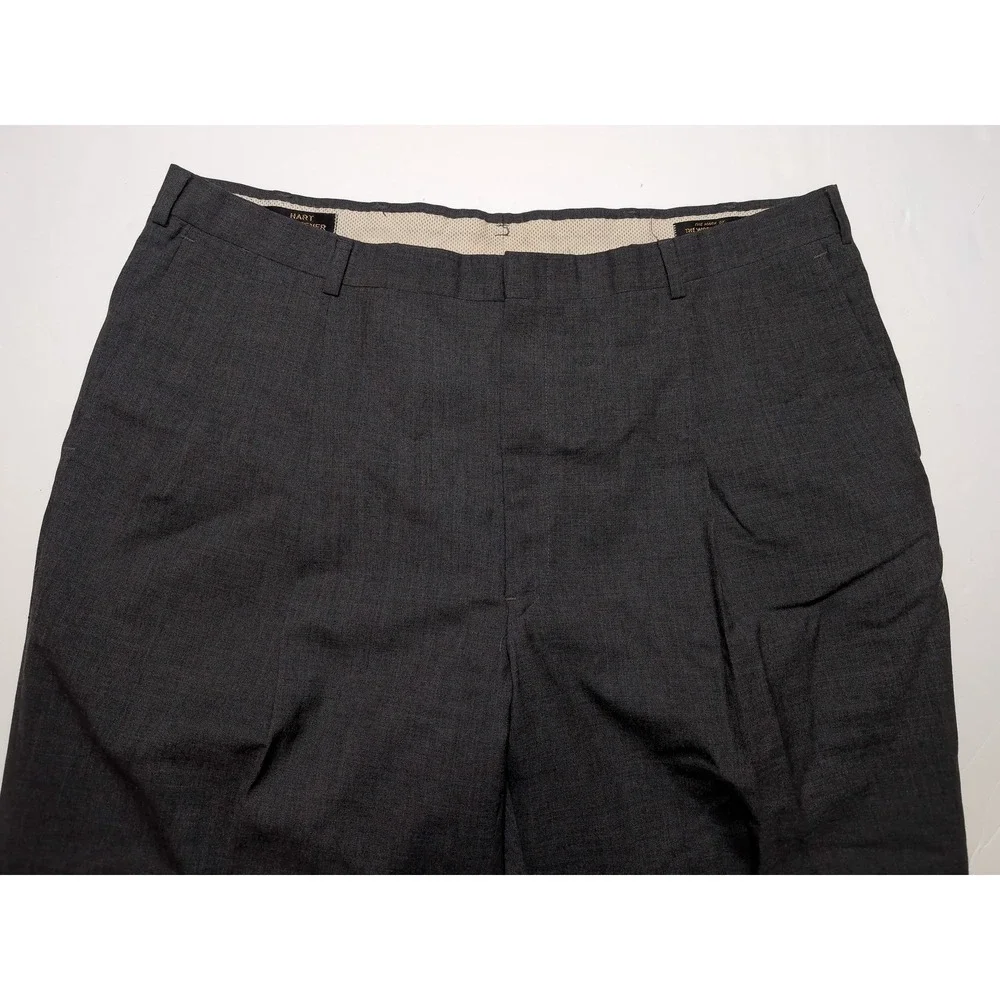 Lot of 2 Vintage HART SCHAFFNER & MARX 100% Wool Dress Pants Brown Gray 38 x 27